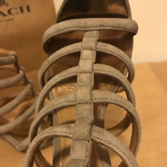 💯% Authentic Coach Suede Gray Strappy Heels - Picture 8 of 8